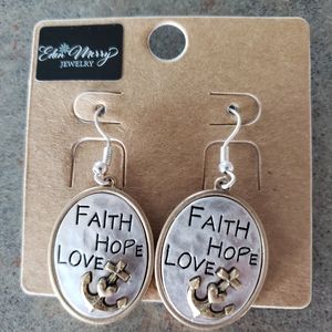 Eden Merry, "Faith, Hope, Love" pierced earrings